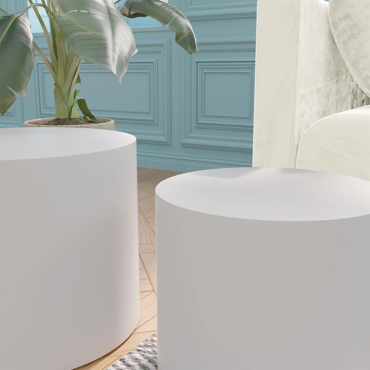 Set of 2 MDF Side Table Coffee Table End Table Nesting Table H53813