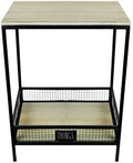 Solid Wood and Metal End Table Nightstand R87757