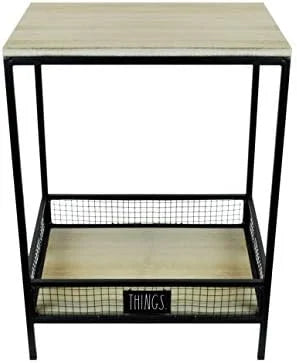 Solid Wood and Metal End Table Nightstand R87757