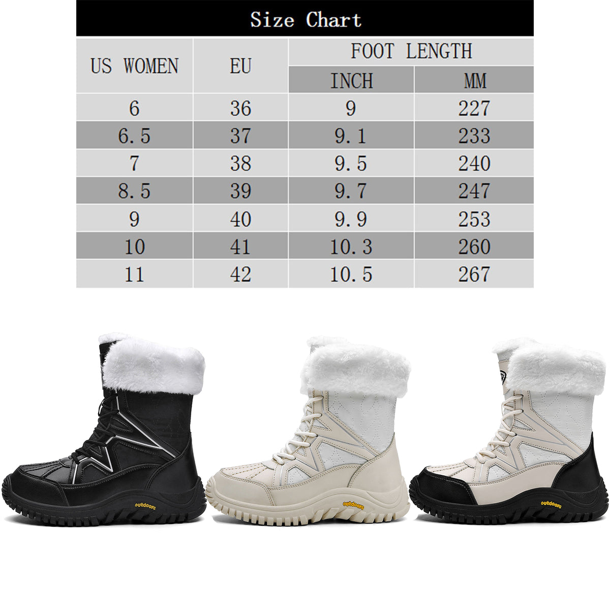 Fur Lining Mid-Calf Snow Boots J97505