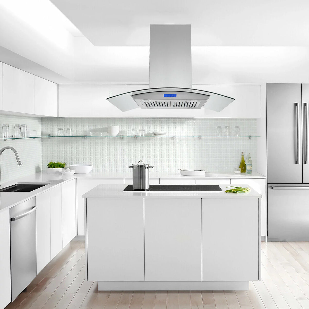 36 inch Island Mount Range Hood 900 CFM with Glass LCD Touch Control L5884