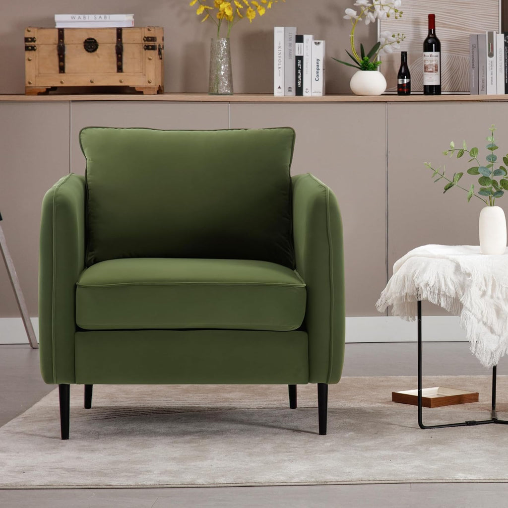 Olive Green Velvet Accent Chair Y50468