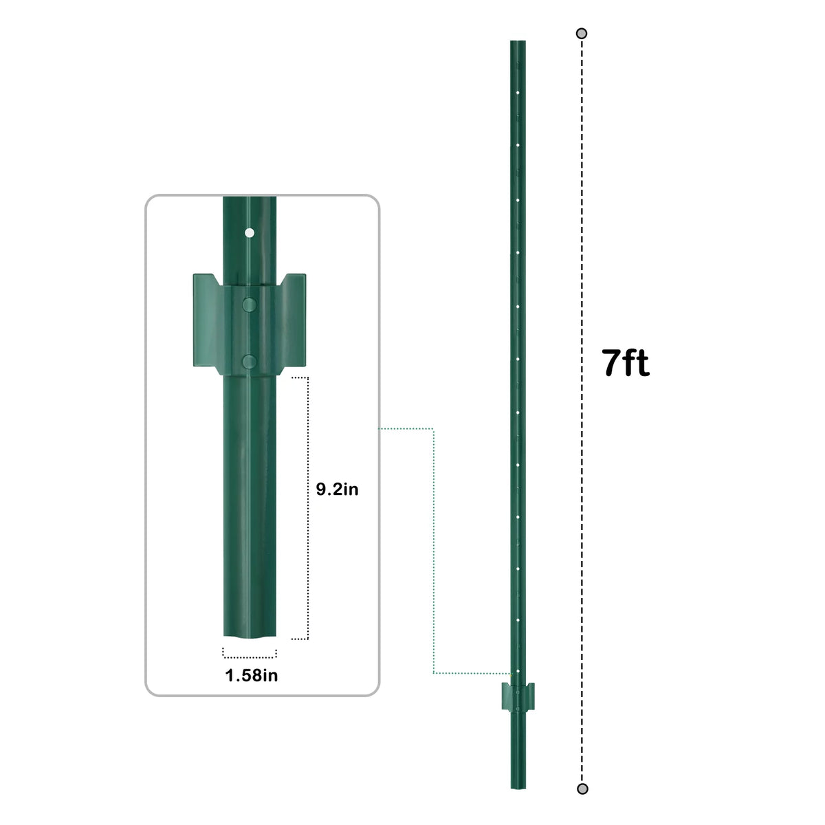 7 Feet Metal Fence Post Pack of 10 B140465
