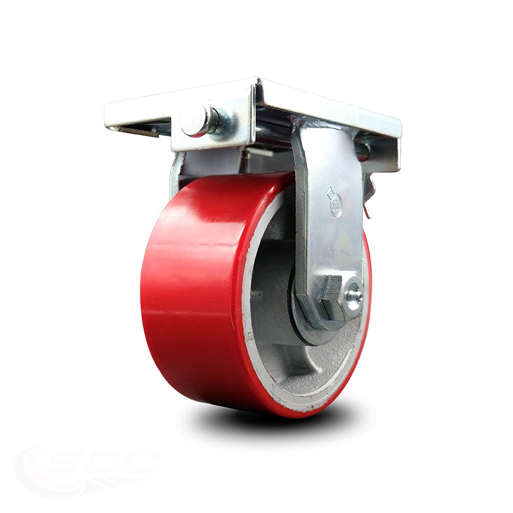 Rigid Caster – 6 Inch Red Poly on Cast Iron Wheel M63768