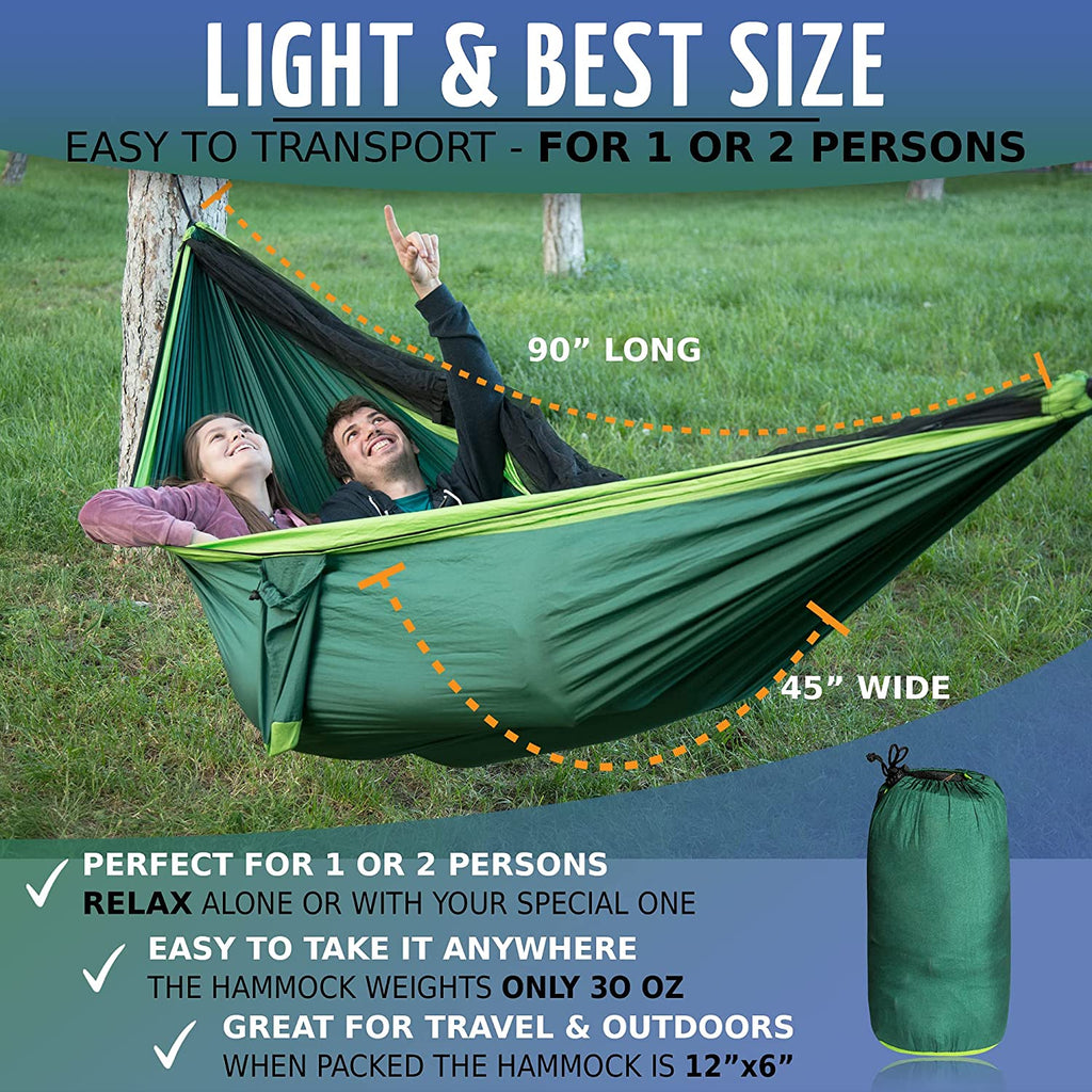Camping Hammock with Mosquito Net and Tree Straps I9783
