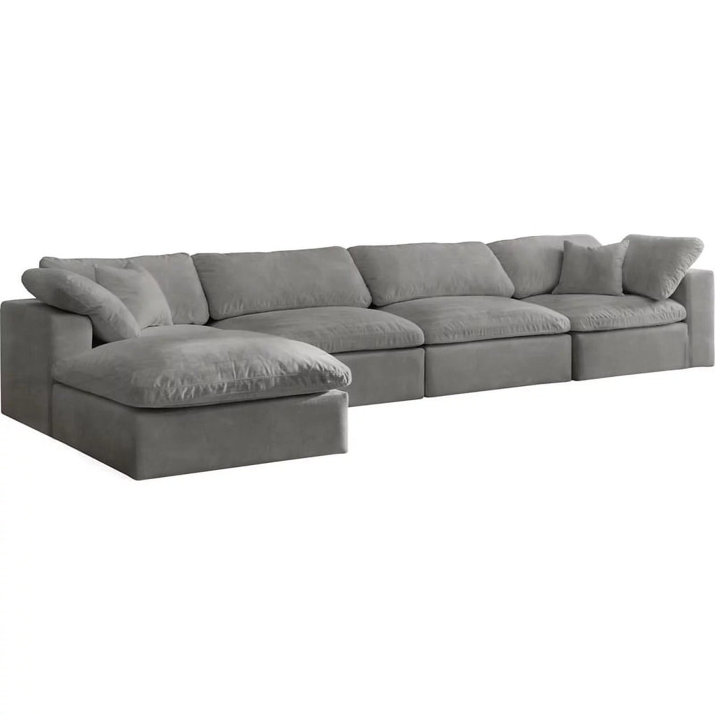 Gray Velvet Modular Sectional A74385