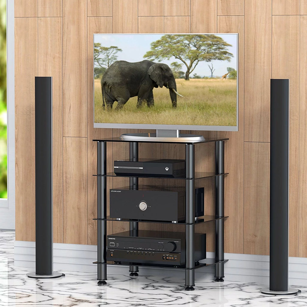 4-tier Glass Media TV Stand W356