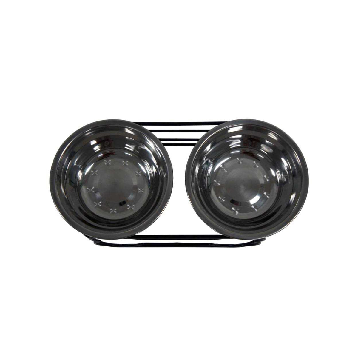 Wrought Iron Stand with Double Stainless Steel Feeder Bowls Z85063