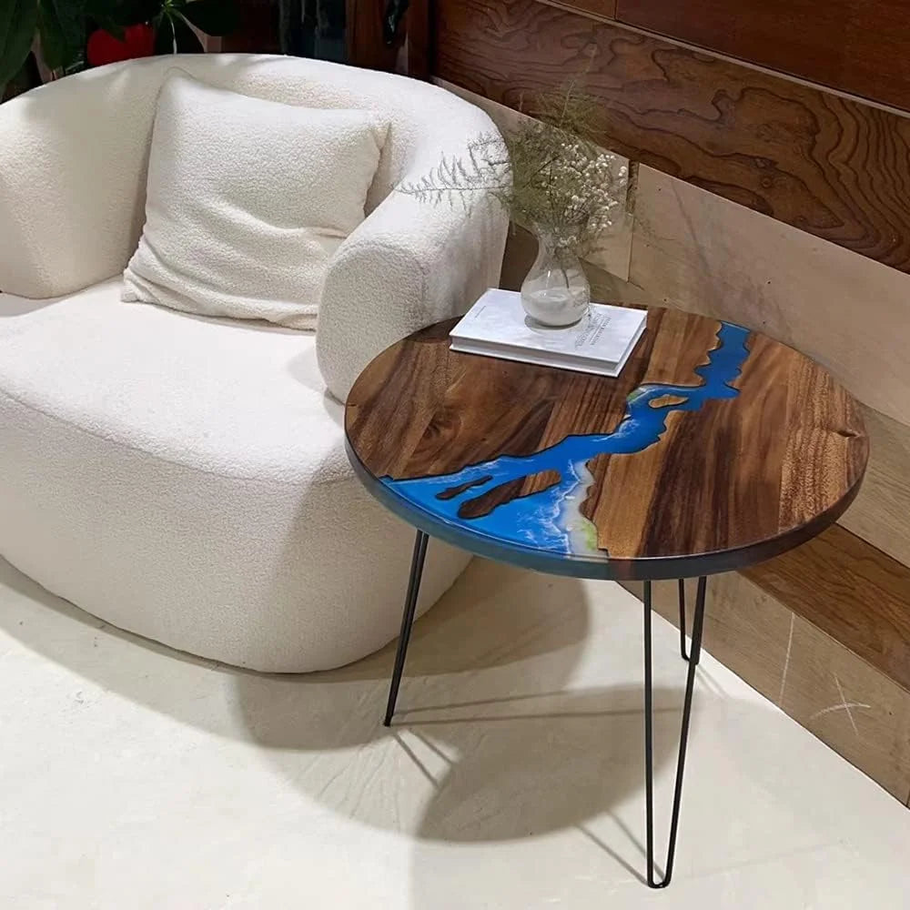 Round Teak Wood Resin Coffee Table B45759