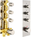 Solid Brass Shower Diverter Thermostatic Mixer Valve with Trim (Chrome, Round) Z652