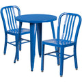 24'' Round Blue Metal Indoor-Outdoor Table Set with 2 Chairs D6219