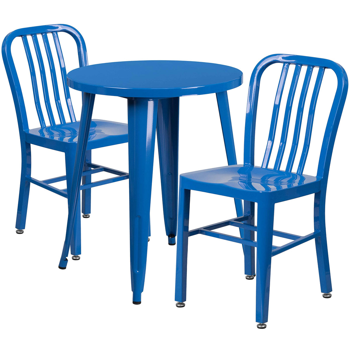 24'' Round Blue Metal Indoor-Outdoor Table Set with 2 Chairs D6219