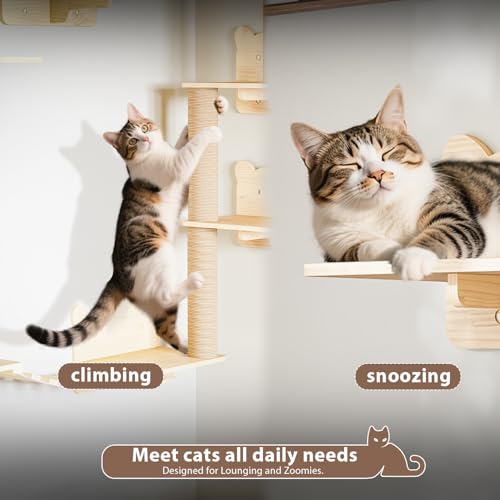 16 Pcs Wall Mounted Cat Shelves with Bed and Scratching Post D3638