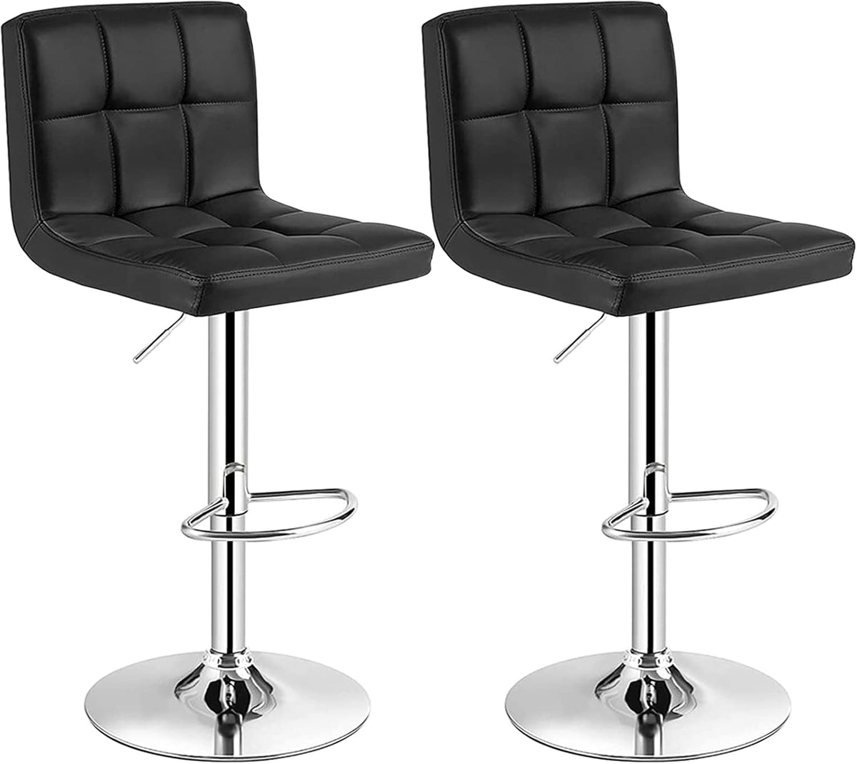 White Set of 2 Swivel Adjustable Bar Stools with Arms B7583