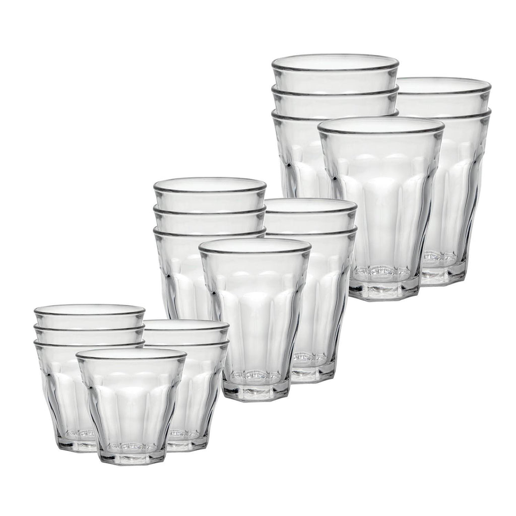 36 Piece Clear Tempered Glass Drinkware and Tumbler W779