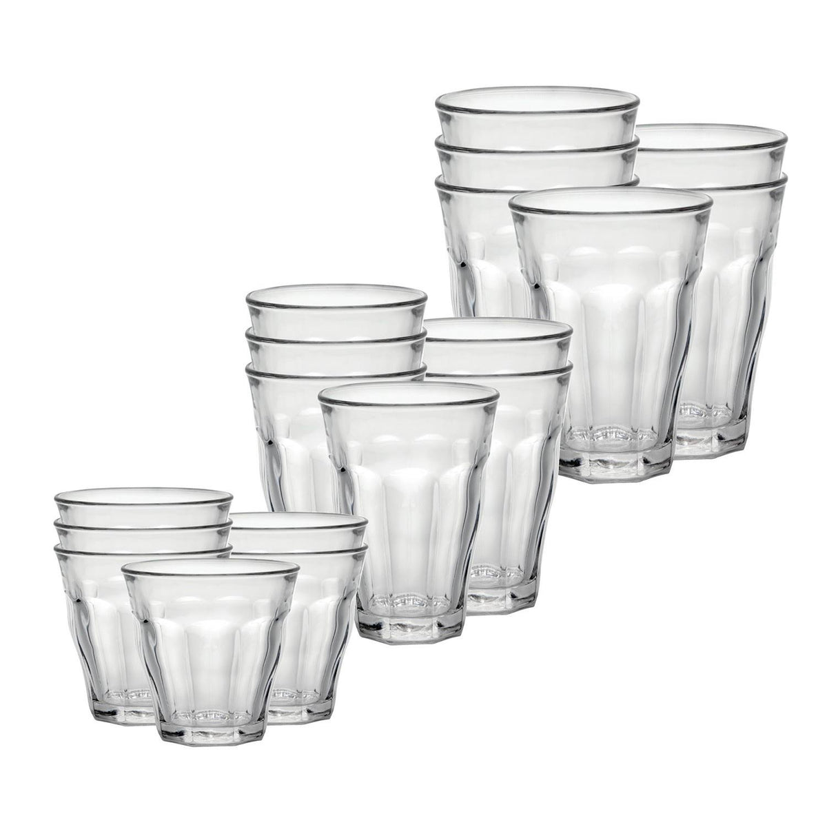 36 Piece Clear Tempered Glass Drinkware and Tumbler W779