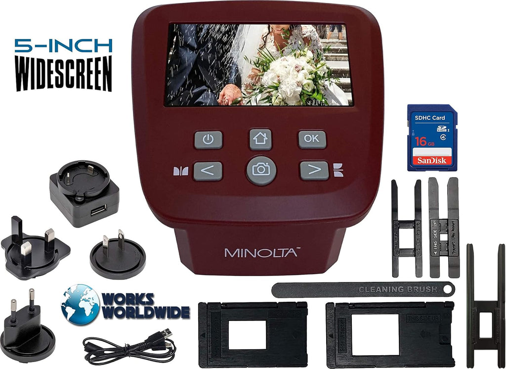 Film & Slide Scanner, 5 Screen, 22MP JPEG, 16GB SD Card M296267