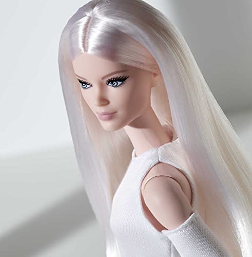 Barbie Looks Doll (Tall, Blonde) Fully Posable Fashion Doll Wearing White Dress & Platform Boots S86461