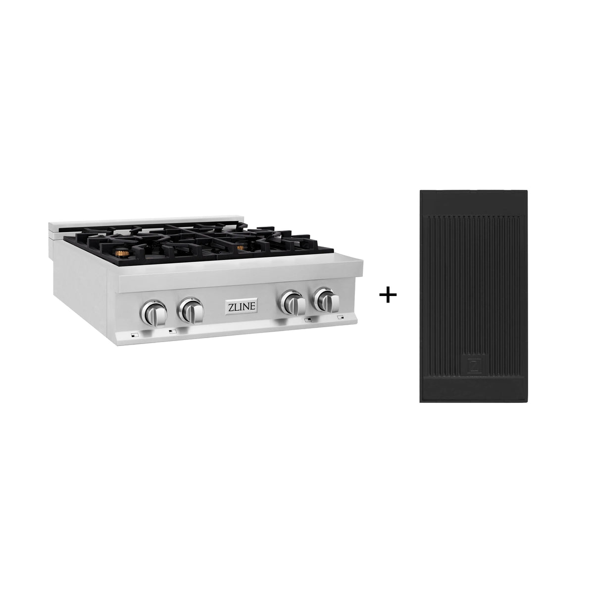 30 Stainless Steel Gas Rangetop with 4 Brass Burners and Griddle V3379