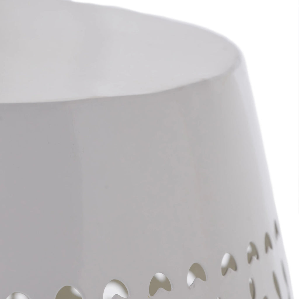 White 12 Lace Cut Iron Side Table I400