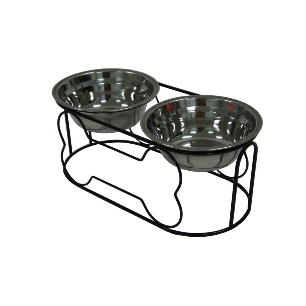 Wrought Iron Stand with Double Stainless Steel Feeder Bowls Z85063