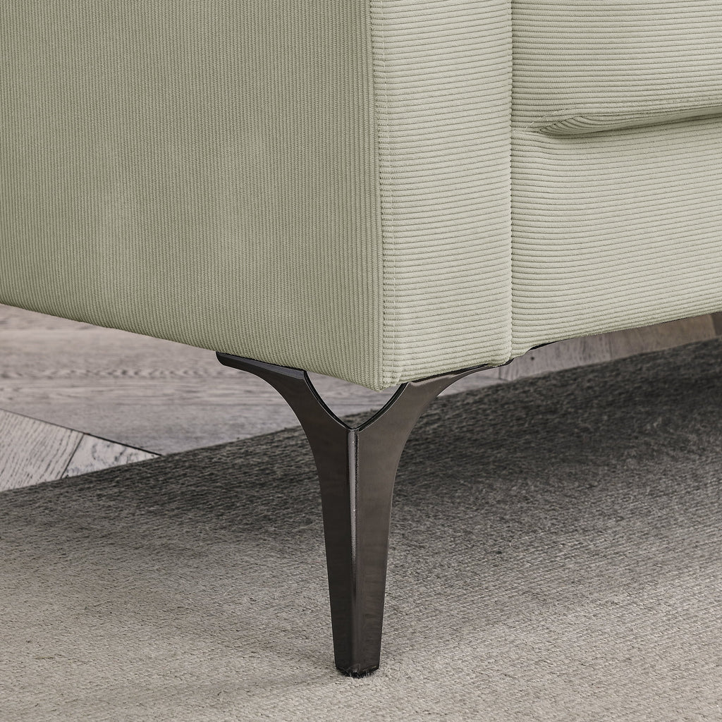 Beige Corduroy 3-Seater Sofa with Square Arms R850819