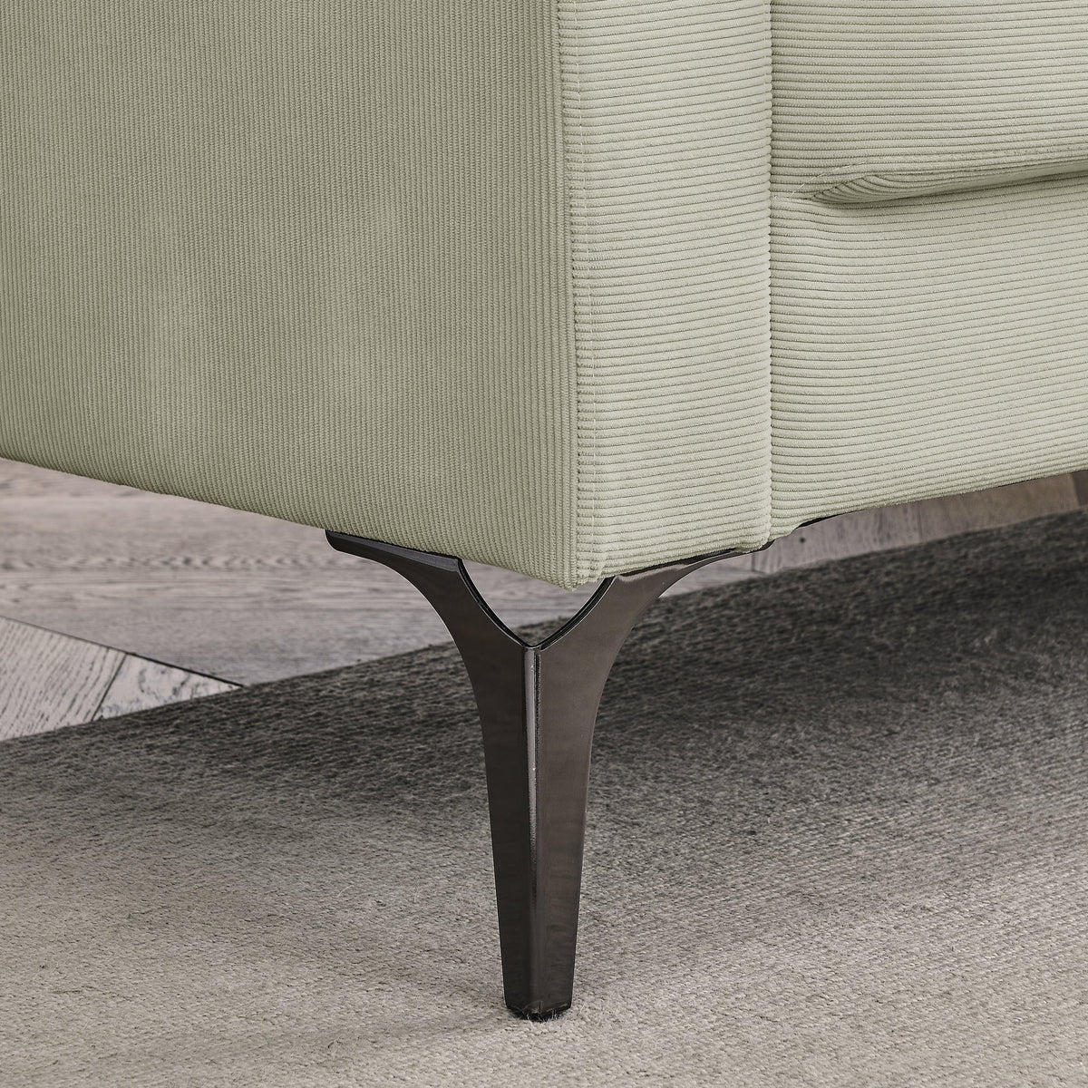 Beige Corduroy 3-Seater Sofa with Square Arms R850819