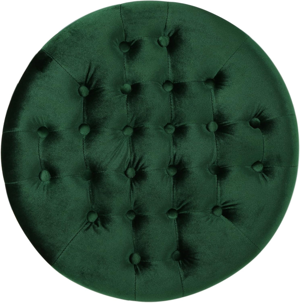 Emerald Velvet Tufted Ottoman U5819