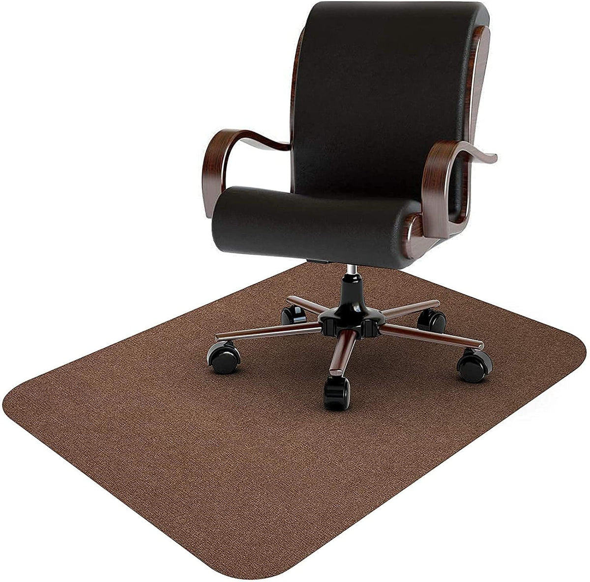 Brown Polyester Office Desk Chair Mat O977981