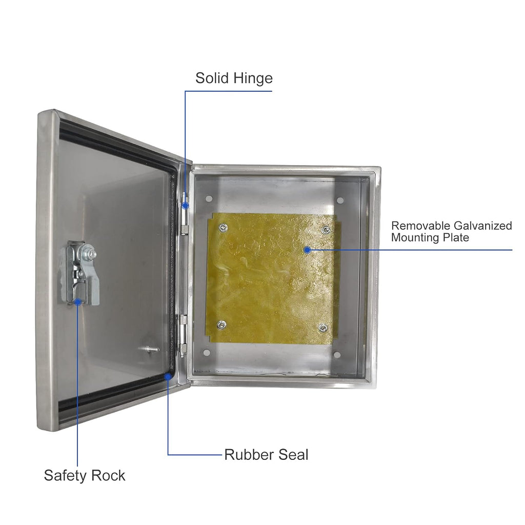 304 Stainless Steel IP65 Waterproof Junction Box with Lock (11.8x 9.8x 5.5) N3213
