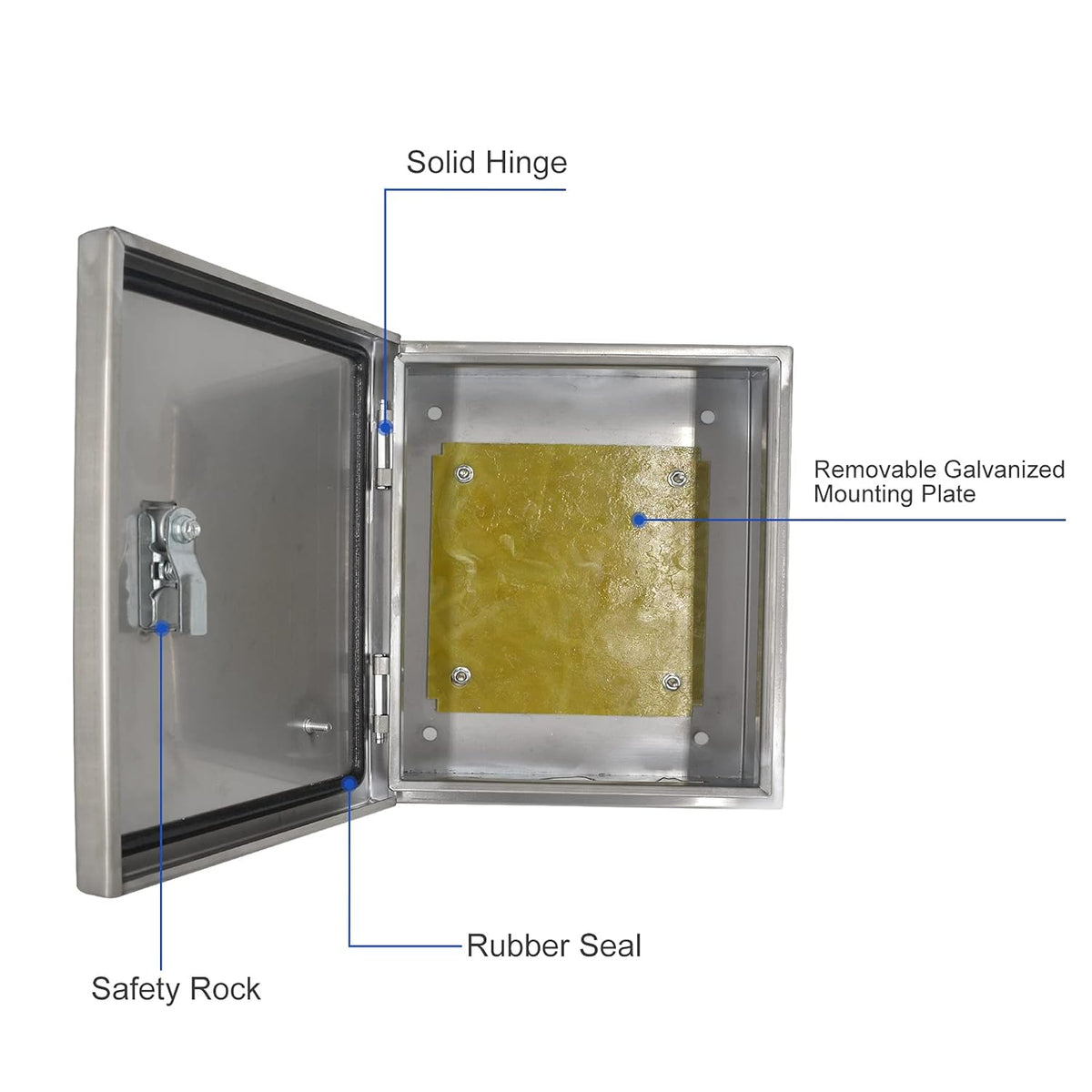 304 Stainless Steel IP65 Waterproof Junction Box with Lock (11.8x 9.8x 5.5) N3213