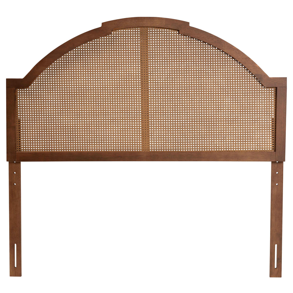 Ash Walnut Finished Wood King Size Headboard with Rattan D455