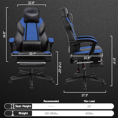 Red Ergonomic Gaming Chair with Footrest H65447