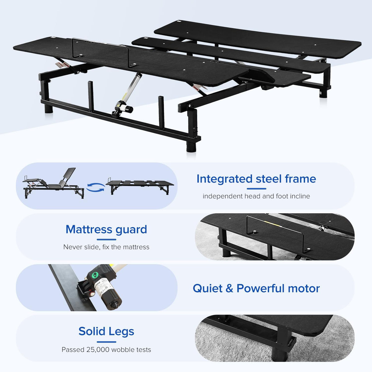 Black Queen Adjustable Bed Frame with Wireless Remote E481967