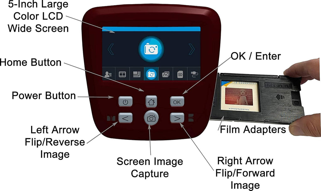 Film & Slide Scanner, 5 Screen, 22MP JPEG, 16GB SD Card M296267