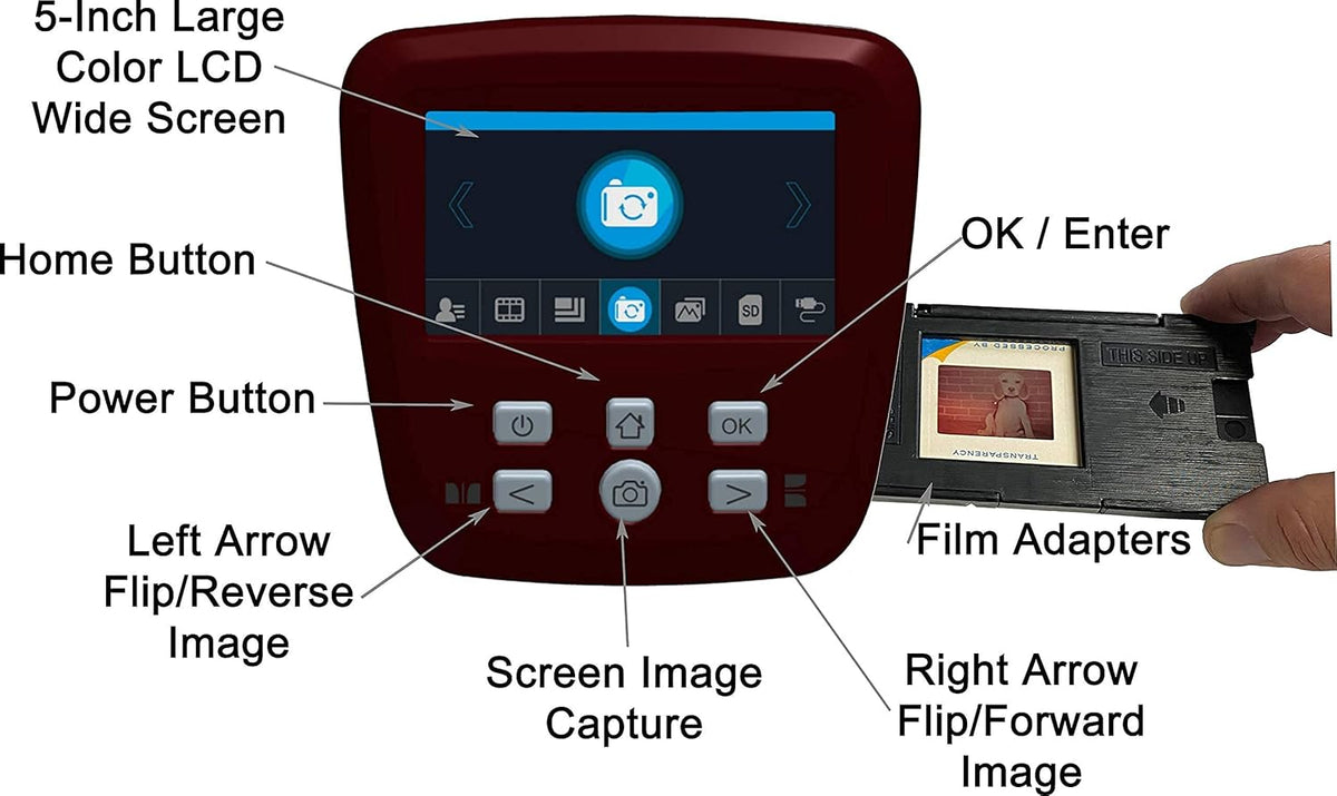 Film & Slide Scanner, 5 Screen, 22MP JPEG, 16GB SD Card M296267