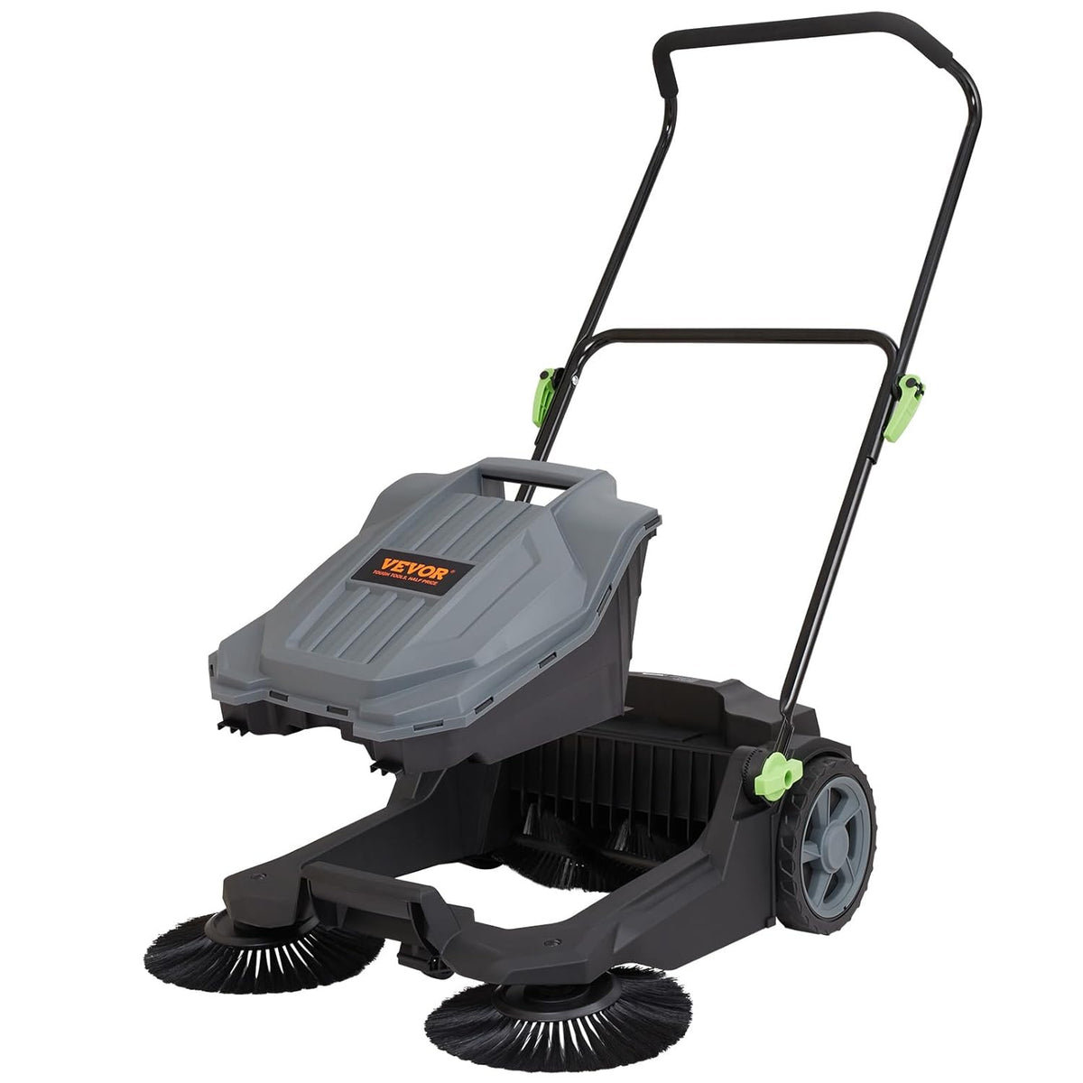 25.6" Sweeping Width Manual Non-Electric Floor Sweeper with 5-Gallon Waste Container T457584