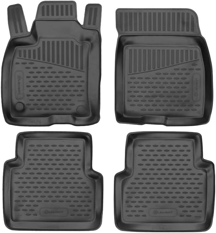Black Floor Mats Front & 2nd Row Seat Liner Set J993478