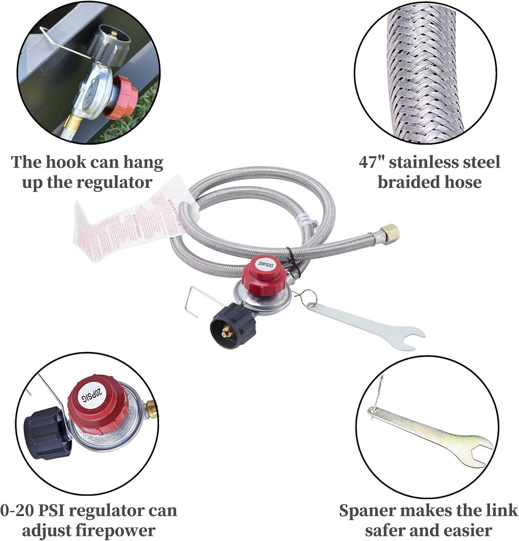 Cast Iron Propane Burner 200,000 BTU with Regulator & Hose E430477