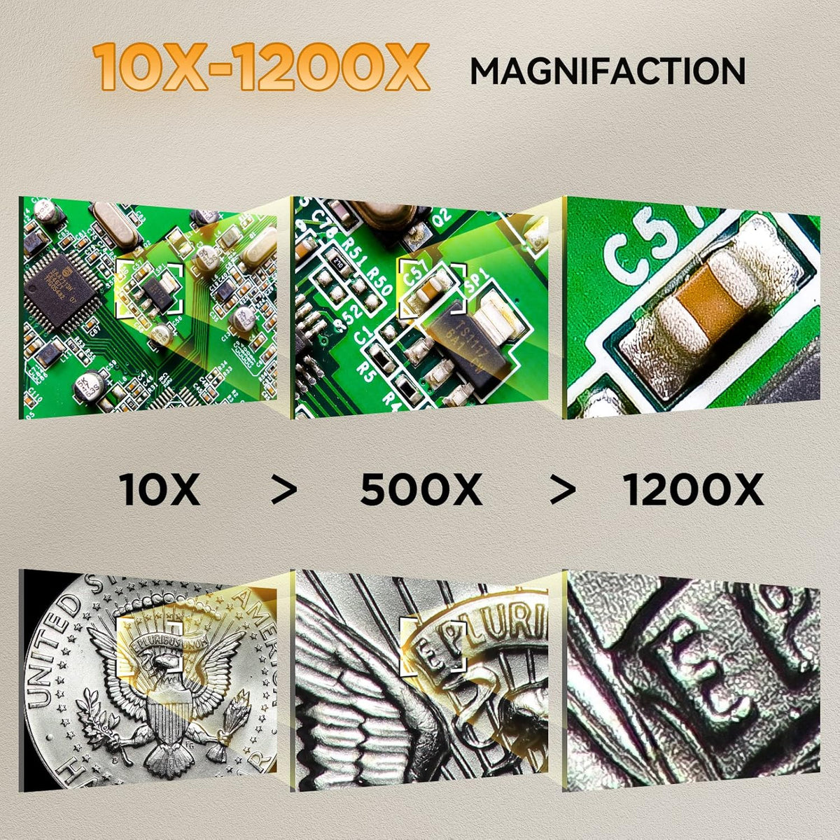 7" HDMI Digital Microscope, 1200X, 1080P, 16MP, IPS Screen, 10 LED Lights Q49704