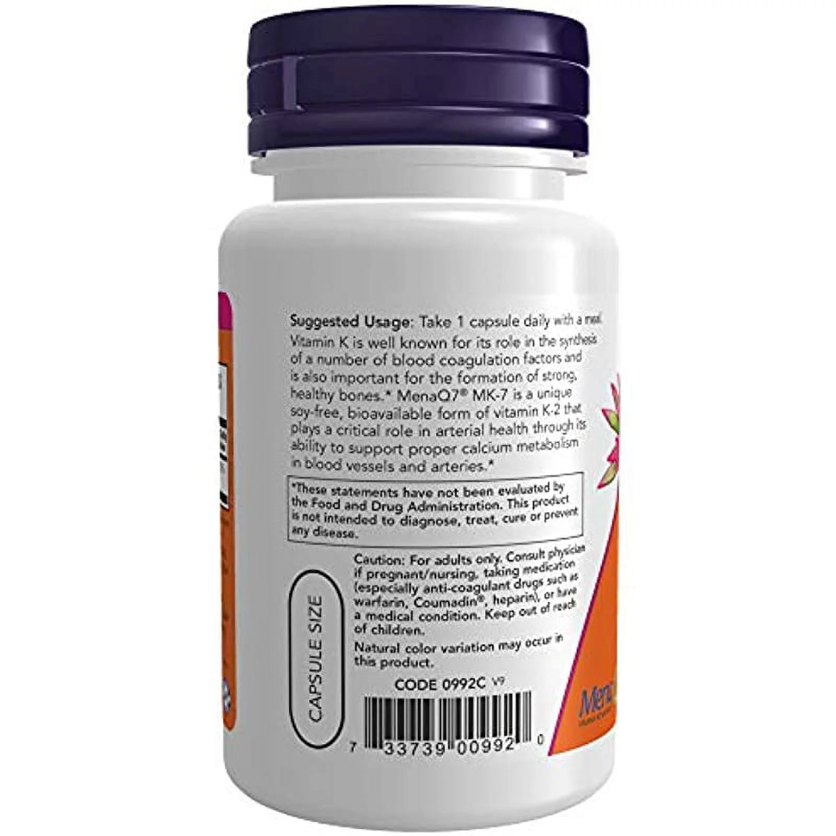 60 Veg Capsules Vitamin K-2 100 mcg F848