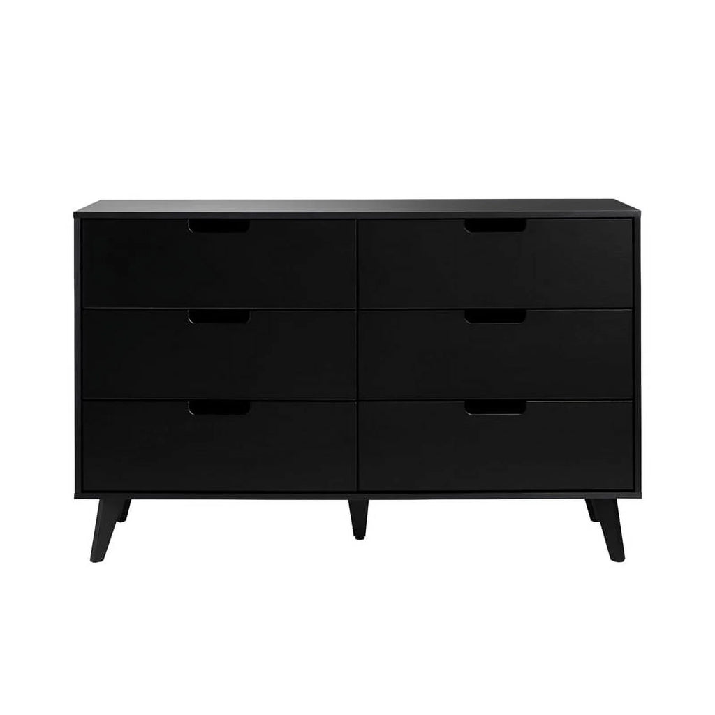 Black 6 Drawer Wood Dresser S24986