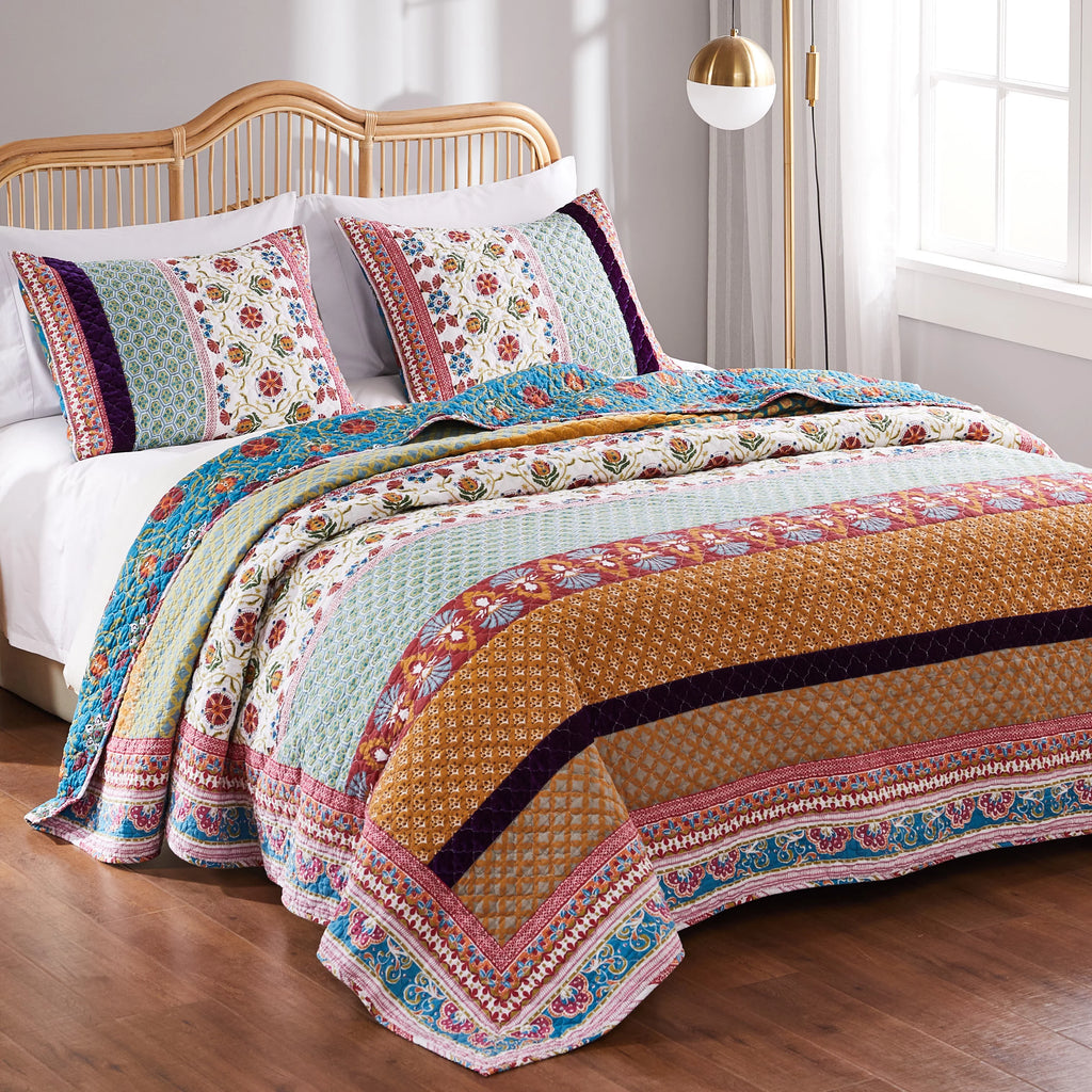 3-Piece King/Cal King Reversible Cotton Quilt Set L8713