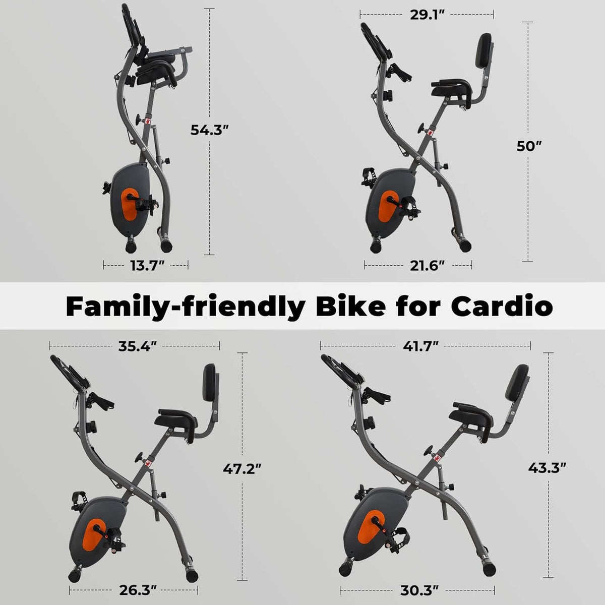 Folding Exercise Bike with Arm Resistance Bands & Pulse Sensor LCD Monitor M961371