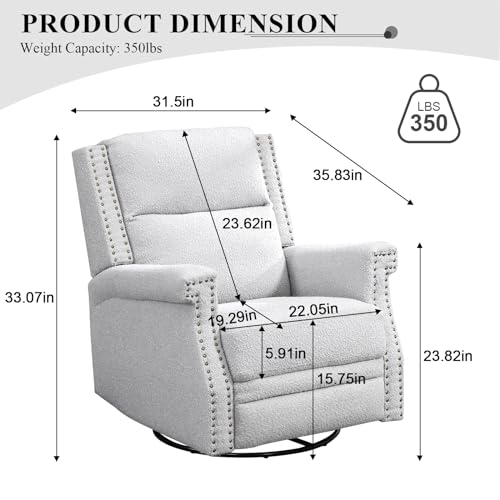 Beige Boucle Upholstered Swivel Recliner Chair N32037
