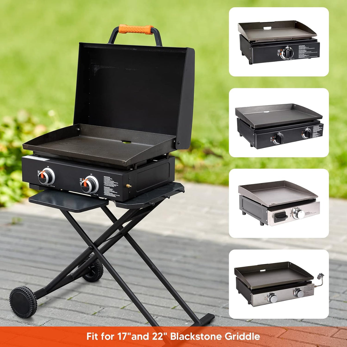Portable Griddle Stand with Wheel and Shelf Q46022