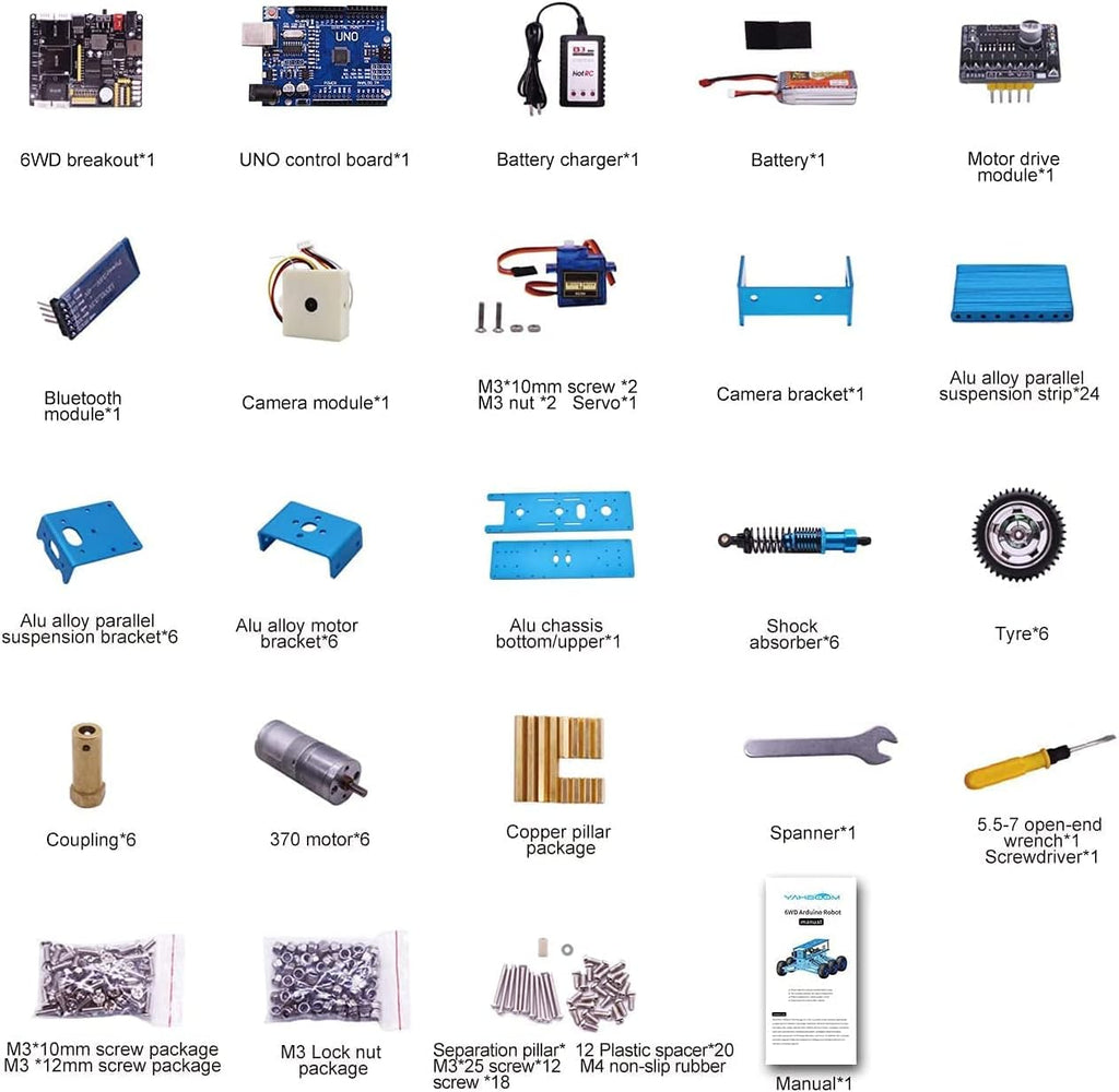 6WD Robot Kit with Camera DIY Programmable RC Car S7928