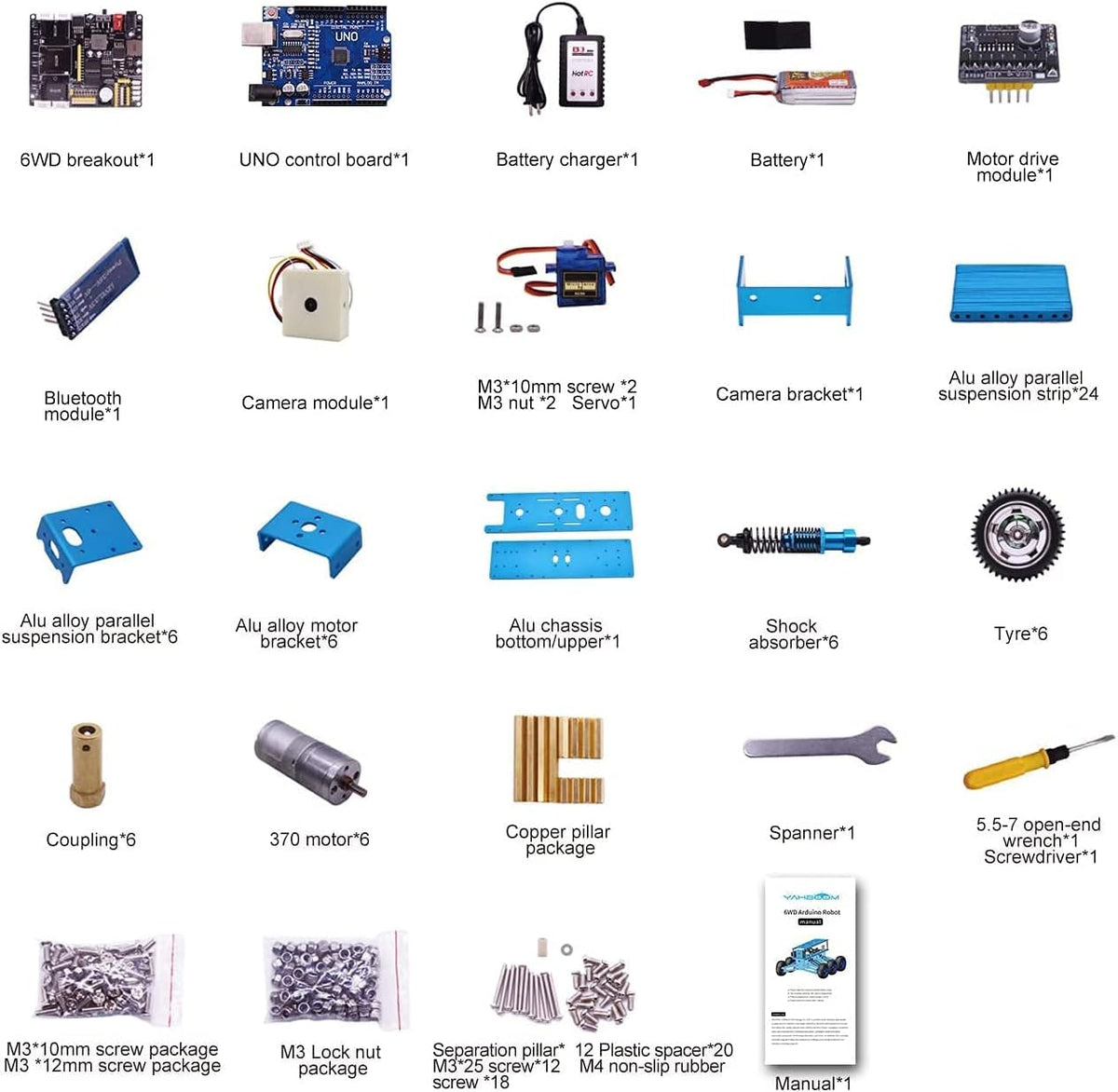 6WD Robot Kit with Camera DIY Programmable RC Car S7928