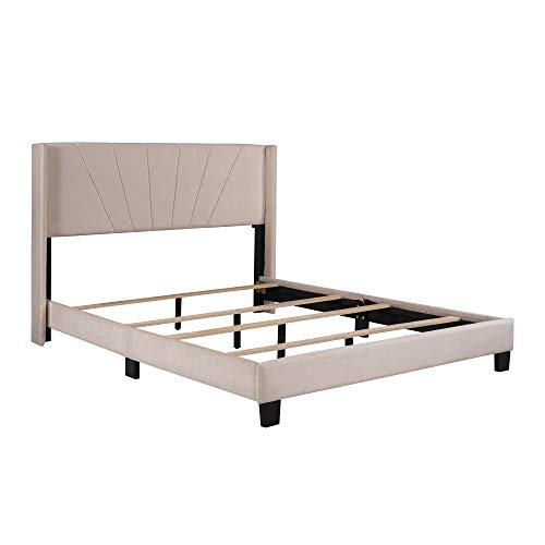 Pink Queen Size Velvet Upholstered Platform Bed with Headboard and Footboard E897818