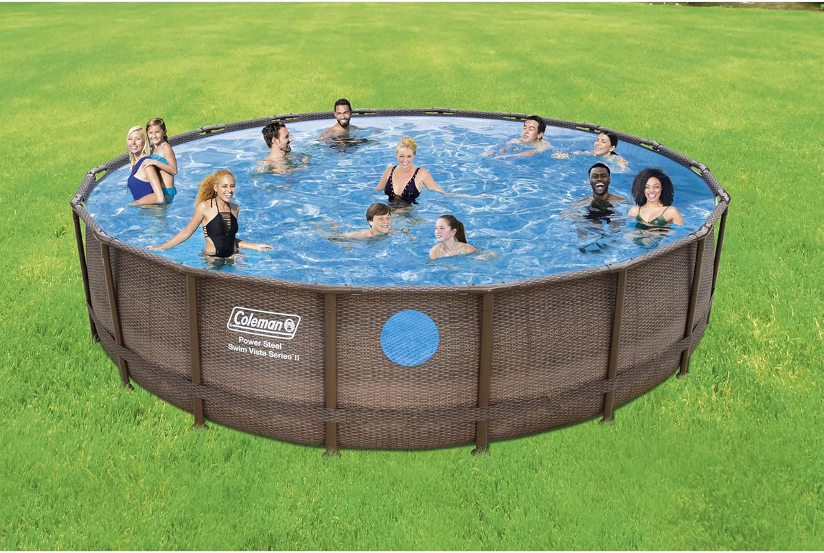 Brown 18' x 48" Above Ground Swimming Pool Set with Filter Pump and Ladder C733316